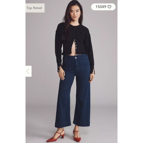 NWT The Colette Crop High-Rise Wide-Leg Jeans by Maeve Anthrologie - Picture 1 of 8